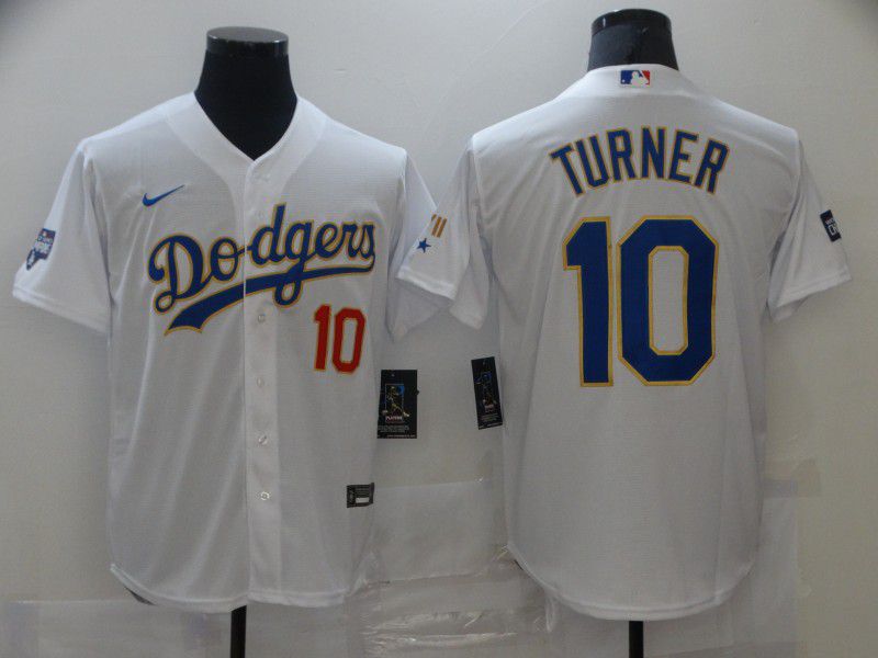 Men Los Angeles Dodgers #10 Turner White Game 2021 Nike MLB Jersey1